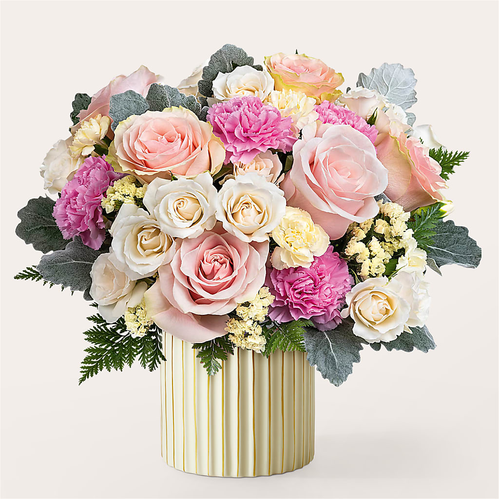 Blissful Moments Bouquet with Ivory Vase – CAAN FLORAL & GREENHOUSES LLC, Sheboygan WI