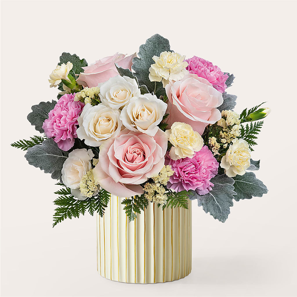 Blissful Moments Bouquet with Ivory Vase – CAAN FLORAL & GREENHOUSES LLC, Sheboygan WI