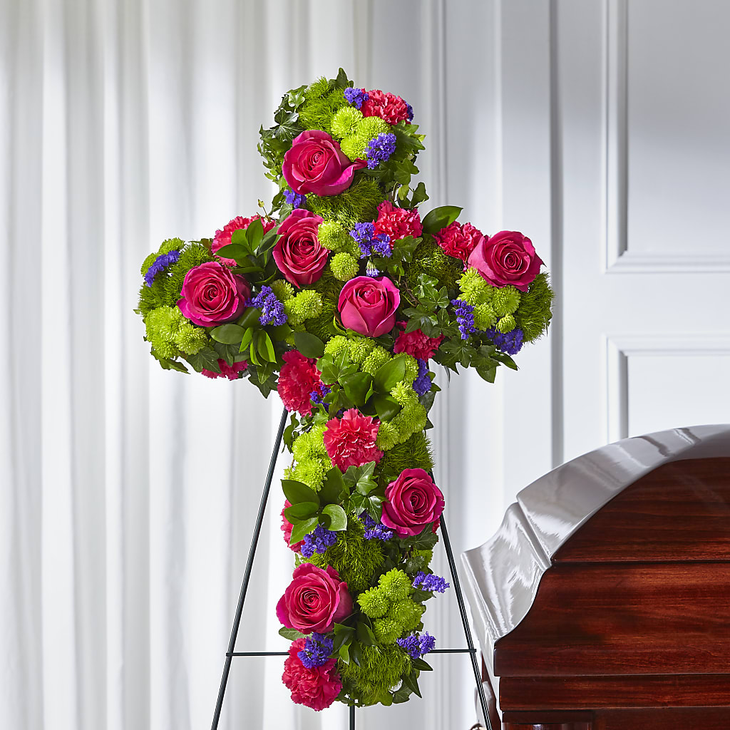 Tribute Rose Floral Cross – CAAN FLORAL & GREENHOUSES LLC, Sheboygan WI