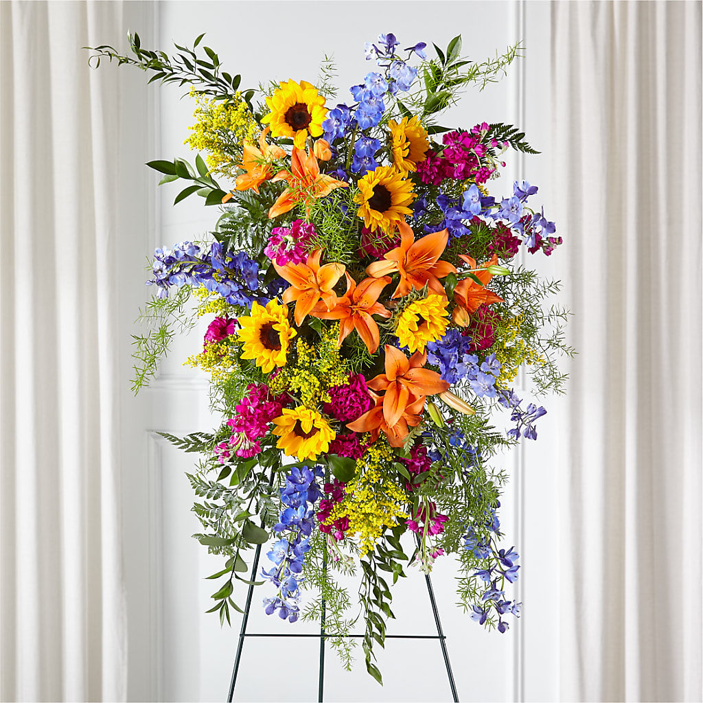 Sunlit Memories Standing Spray (Standard) – CAAN FLORAL & GREENHOUSES LLC, Sheboygan WI