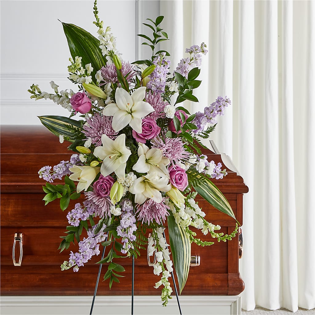 Grateful Hearts Standing Spray – CAAN FLORAL & GREENHOUSES LLC, Sheboygan WI