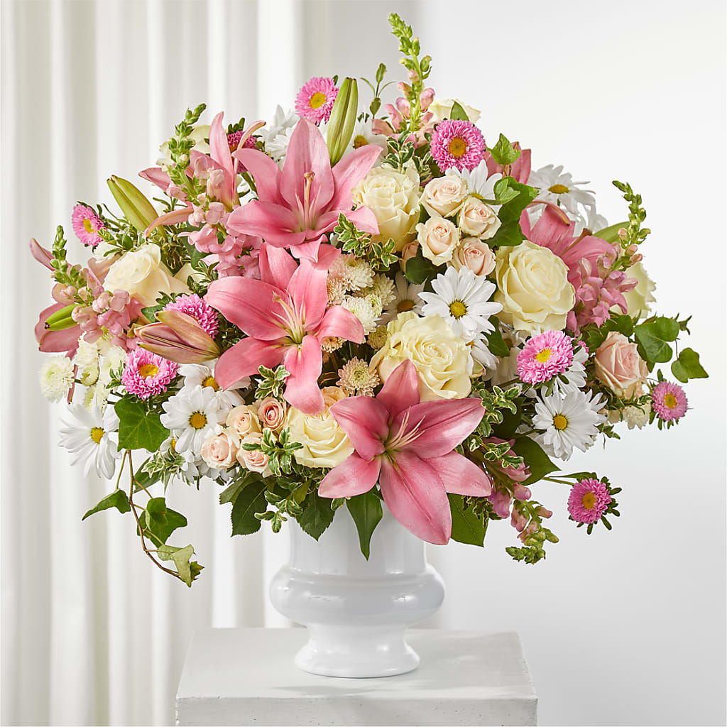 Empathetic Blooms Urn Arrangement – CAAN FLORAL & GREENHOUSES LLC, Sheboygan WI
