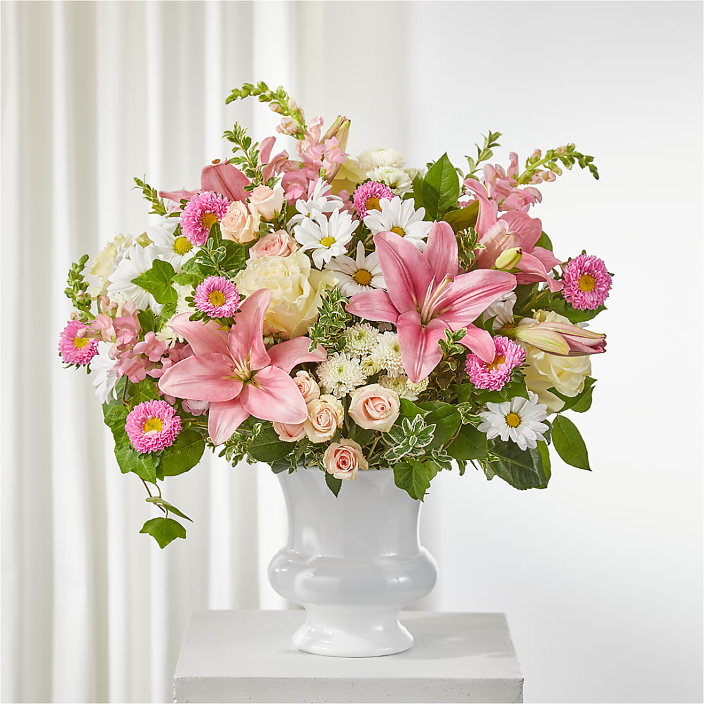 Empathetic Blooms Urn Arrangement – CAAN FLORAL & GREENHOUSES LLC, Sheboygan WI