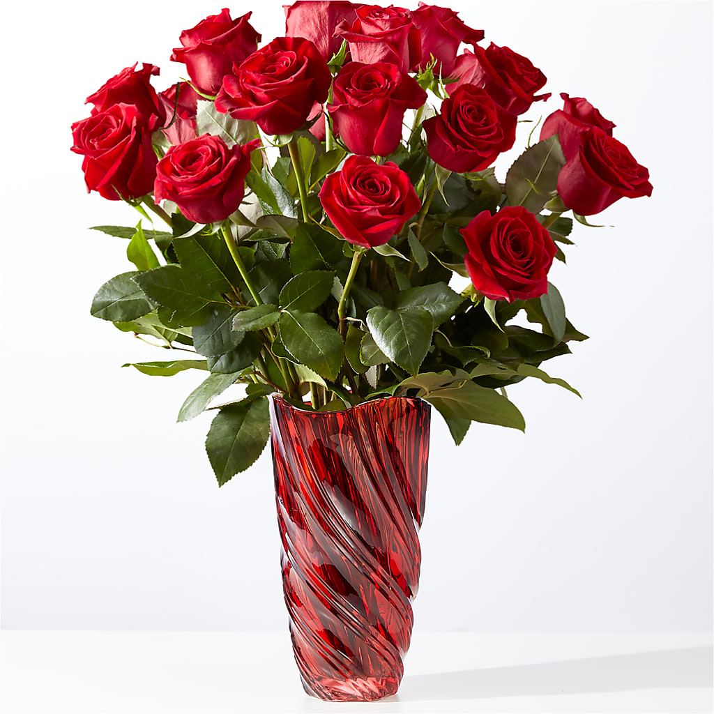 Classic Love Red Rose Bouquet with Luxe Swirl Vase – CAAN FLORAL & GREENHOUSES LLC, Sheboygan WI