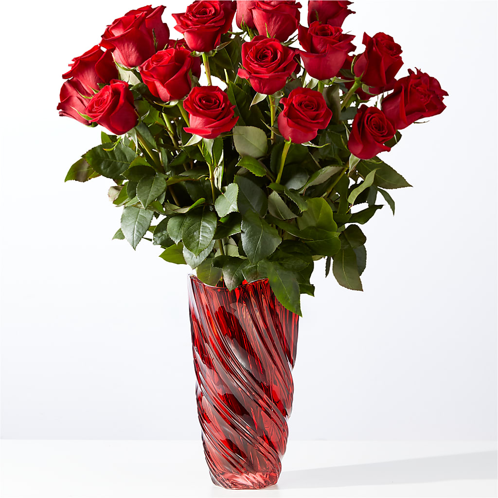 Classic Love Red Rose Bouquet with Luxe Swirl Vase – CAAN FLORAL & GREENHOUSES LLC, Sheboygan WI