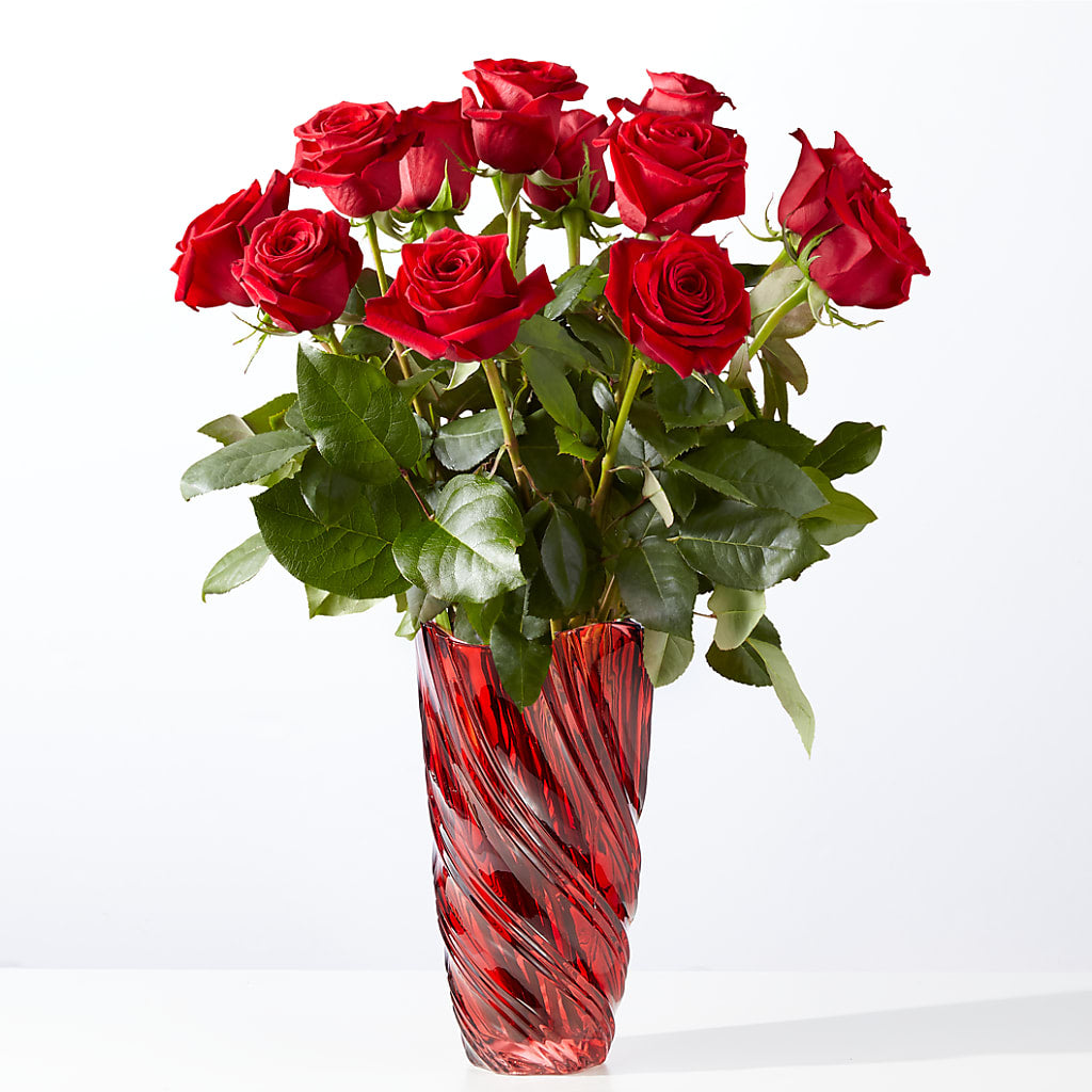 Classic Love Red Rose Bouquet with Luxe Swirl Vase – CAAN FLORAL & GREENHOUSES LLC, Sheboygan WI