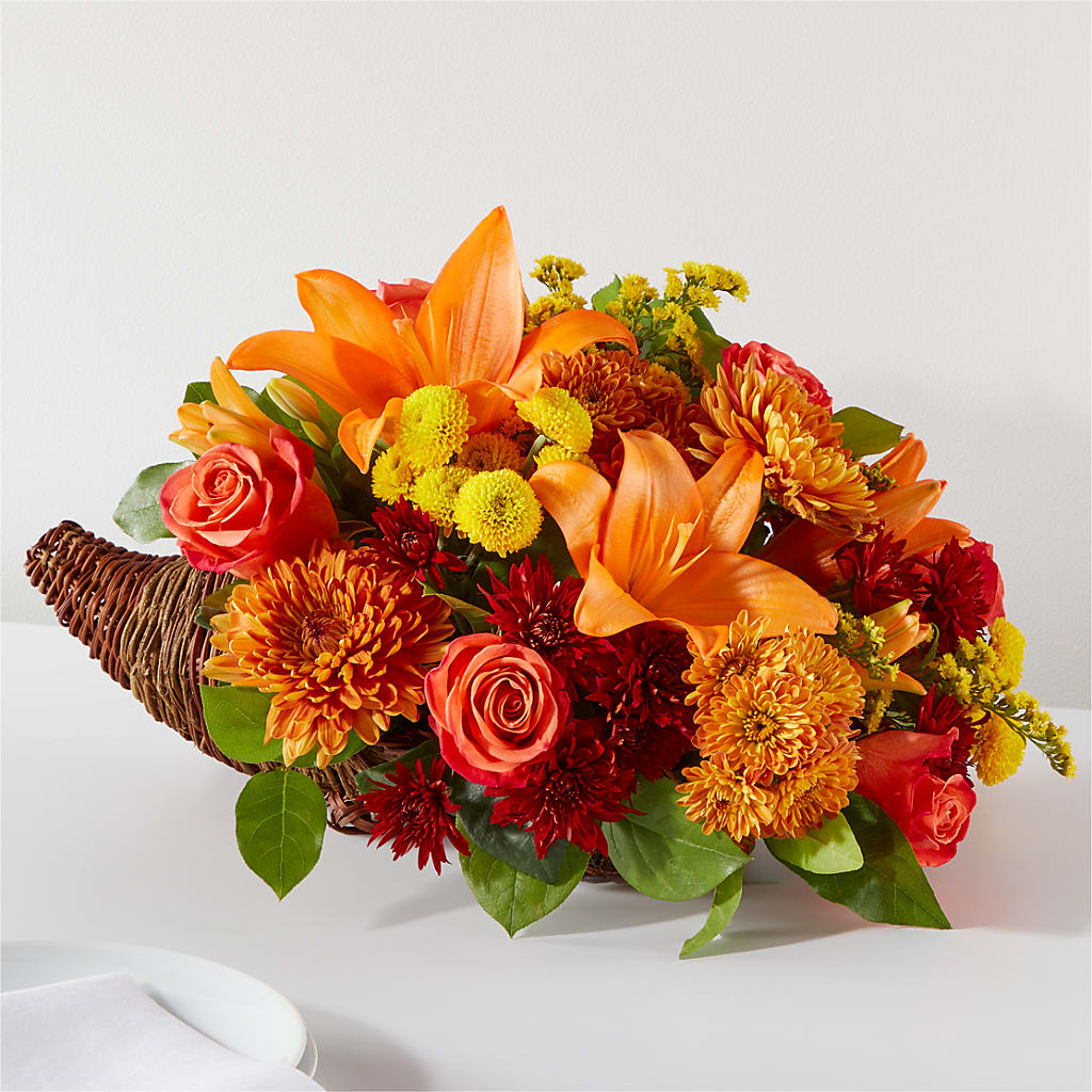 Bouquet of Blessings Cornucopia – CAAN FLORAL & GREENHOUSES LLC, Sheboygan WI
