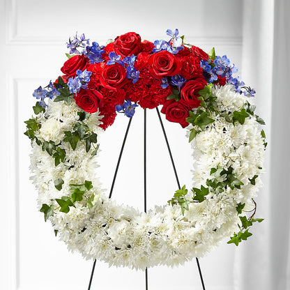 Patriotic Passion Wreath – CAAN FLORAL & GREENHOUSES LLC, Sheboygan WI