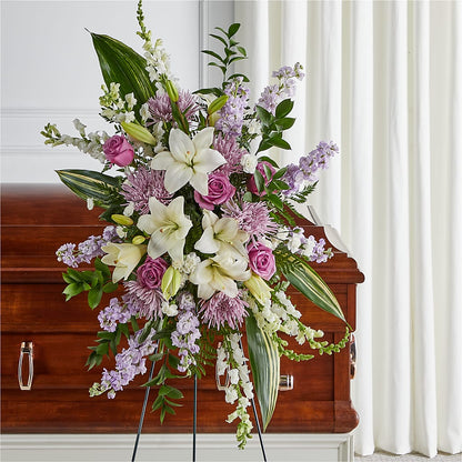 Grateful Hearts Standing Spray – CAAN FLORAL & GREENHOUSES LLC, Sheboygan WI