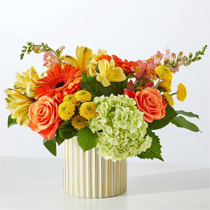 Autumn Sunshine Bouquet with Ivory Vase – CAAN FLORAL & GREENHOUSES LLC, Sheboygan WI