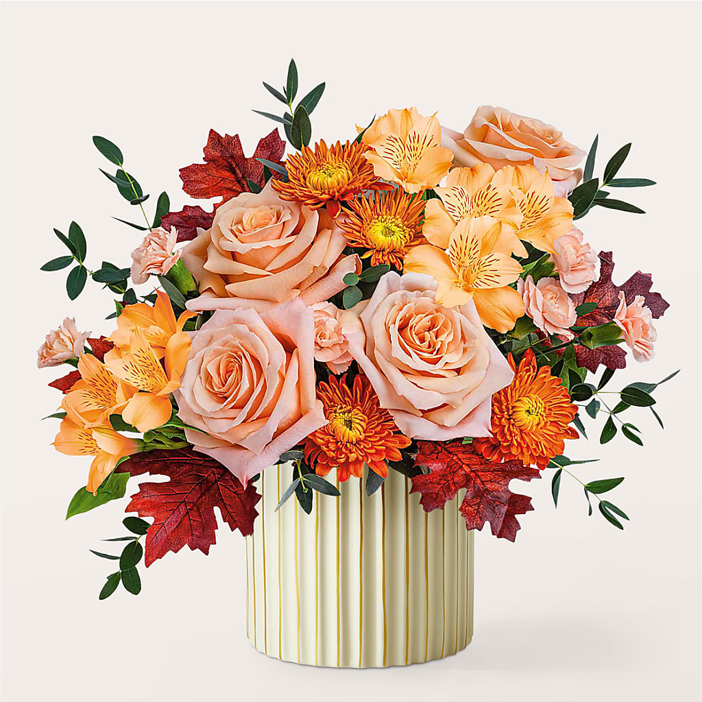 Spiced Latte Bouquet with Ivory Vase – CAAN FLORAL & GREENHOUSES LLC, Sheboygan WI