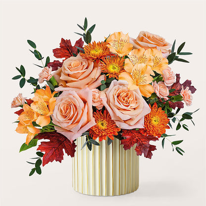 Spiced Latte Bouquet with Ivory Vase – CAAN FLORAL & GREENHOUSES LLC, Sheboygan WI
