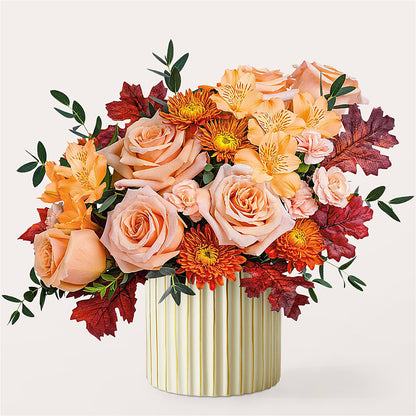 Spiced Latte Bouquet with Ivory Vase – CAAN FLORAL & GREENHOUSES LLC, Sheboygan WI