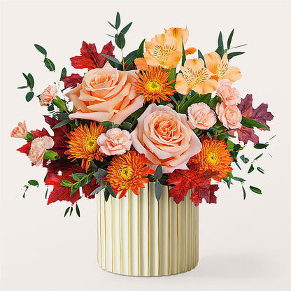 Spiced Latte Bouquet with Ivory Vase – CAAN FLORAL & GREENHOUSES LLC, Sheboygan WI